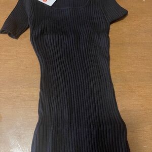 Black Ribbed Knit top